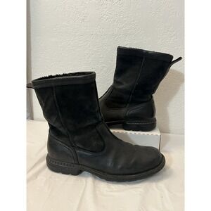 UGG Hartsville Boots Black Leather Suede Waterproof Sheepskin 5626 Mens 11